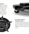 Heavy Duty Trash Can Dolly With Five Casters And Foot Stabilizer Plastic Utility Cart That Fits 20 To 55 Gallon Brute Containers Supports Up To 460 Lb Durable Black Finish For Easy Transport, black plastic base with 3-inch swivel casters