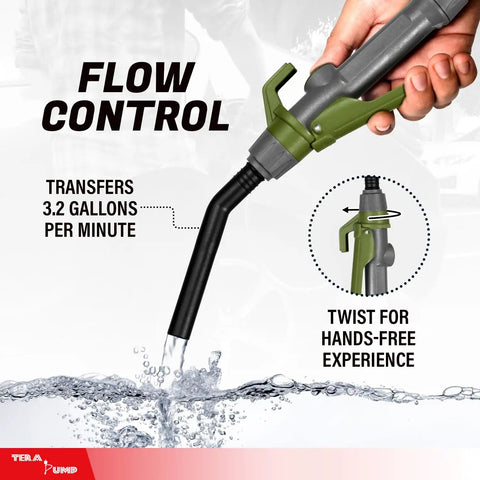 Flow control feature of High Volume Portable Gas Can Pump 2nd Gen With 3.2 GPM Beast Power Suction Refuel From Greater Distances