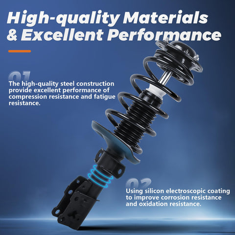 Pair Front Struts And Shocks For Ford Edge And Lincoln MKX 2007 Through 2015 FWD Direct Fit Coil Spring Absorbers Replacement