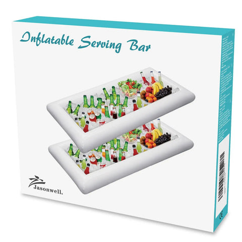 Box with Inflatable Party Bar Cooler And Serving Station For Pool Parties And Picnics Big Foldable Buffet Ice Tray image.
