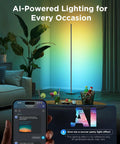 Govee RGBIC Floor Lamp Basic, 1000lm LED standing lamp controlled via smartphone app, color-changing lighting.