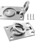 Set Of 2 Flush Mount Ring Pull Handles In Stainless Steel 304 with screws, 2.5x1.8in, recessed lifting pulls for cabinets and hatches
