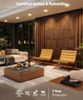 Living room featuring Top Tier 6 Inch Slim Led Recessed Downlights 24 Pack With 5Cct Tunable Warm To Cool Bulbs.