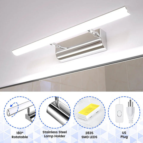 22 Inch Dimmable LED Vanity Light For Bathroom With Three Color Temperature Options 3000K 4000K 6000K Remote With Memory Plug In Wall Mount