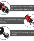 Close-up of Aluminum RC Shock Absorber Set Front And Rear With Adjustable Springs Red For 1 By 16 Traxxas Mini Maxx 4WD Upgrade Kit