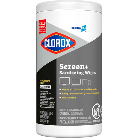 Screen Sanitizing Wipes For Electronics Bleach Free Cleaning Wipes With Citrus Scent 75 Count Non Abrasive And Safe On Screens Kills 99.9 Percent Of Bacteria Great For Phones Tablets Laptops And More canister