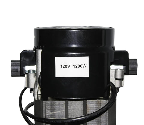 LifeSupplyUSA central vacuum motor, black metal housing, 120V 1200W label, wired.