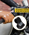 Two Pack Black Cruise Assist Grips For Motorcycles And Scooters With American Flag Decal shown on a motorcycle handlebar