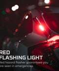 SLYDE KING 2K Rechargeable LED Flashlight With 4X Zoom Spotlight Or Floodlight attached to car with red flashing light