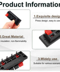 Hand holding 4 Way Spring Terminal Clip Push Release Connector Plate Jack Socket Speaker Terminal Strip Block Test Clip WP4 in use