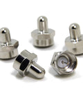Five Pack Coax F Type Terminator Caps With 75 Ohm Resistors showing nickel-plated brass for reducing signal loss on F connector ports.