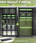 72 Inch Metal Storage Cabinet With Locking Doors, Your Go To Heavy Duty Garage Organizer, showcasing adjustable shelves and storage bins.