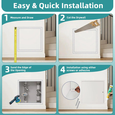 Step-by-step guide for Heavy Duty 14X24 Metal Access Panel For Drywall Ceilings And Walls installation instructions.