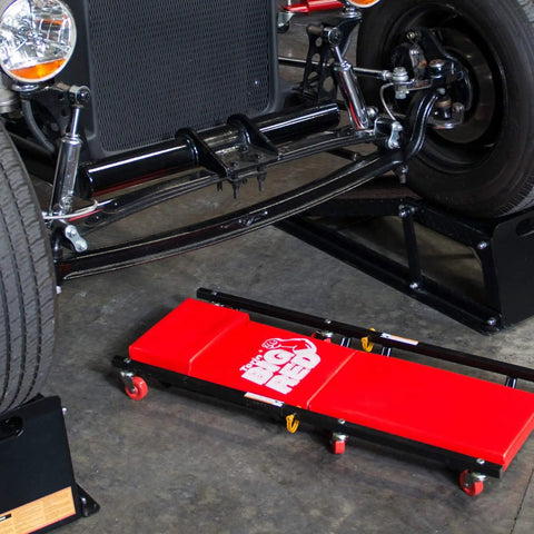Heavy Duty 2 Ton Trolley Jack Set With Rolling Creeper And Dual Jack Stands All Steel Garage Shop Combo 4000 Lb Capacity Lift from 5.6 to 13 Inches Swivel Casters