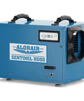 Heavy Duty 113 Pint Commercial Dehumidifier For Crawl Spaces And Basements Kicks Out Stubborn Moisture Fast Covers Up To 1200 Square Feet With Rugged Tank Style Housing, blue metal body with digital control panel.
