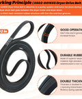Upgraded Dryer Repair Kit With Drum Rollers Idler Pulley Belt And Self Lubricating Tension Spring For A Quick Hassle Free Home Fix Fits DC97-16782A DC93-00634A 6602-001655 5PH2337 For DV48H7400EW A2 DV40J3000EW A2 DV45H7000EW A2 showing rubber dryer drive belt with five ribs and grooves, highlighting 92-inch length and durability