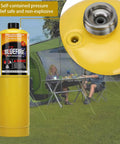 Modern MAPP Gas Substitute For Torch Work, 14.1 Oz Propylene Cylinder, 99.9 Percent Purity, close-up of valve and label