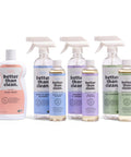 Plant Based Fragrance Free Family Cleaning Bundle With 4 8oz Concentrates Dish Soap All Purpose Cleaner Marble And Granite Cleaner Bath And Shower Safe For Family And Pets bottles displayed