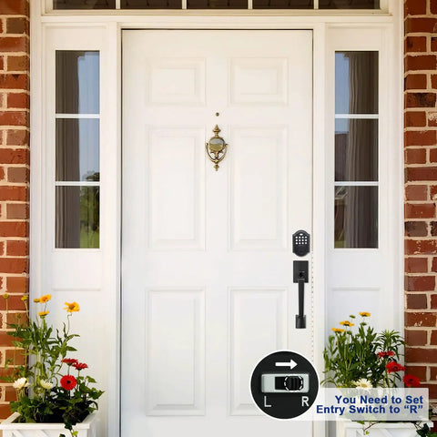 Black Front Door Handle Set With Keypad Lock Keyless Entry Electronic Deadbolt For Doors Easy Hands Free Access Secure