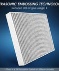 Four Layer MERV 13 Cabin Air Filter With Activated Carbon for Ford with ultrasonic embossing technology, angled view