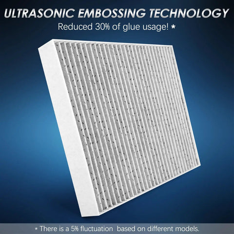 MERV 13 Cabin Air Filter With Activated Carbon Four Layer Filtration Replacement CF11920 featuring embossed design.