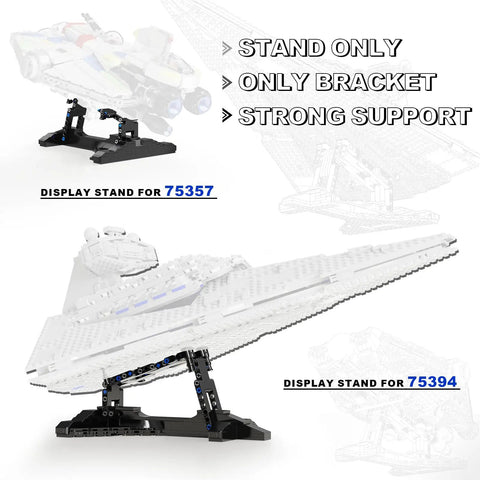 Imperial Aircraft Display Stand For Sets 75394 And 75357, showcasing 75394 on inclined stand with secure base.