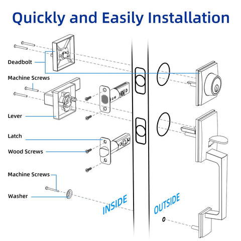 Front Door Lock Set With Adjustable Lever Handle And Deadbolt For Exterior And Interior Entry Satin Nickel Single Cylinder Fits 1 3/8 To 1 3/4 Inch Doors Replaces Old Hardware Dope Modern Style