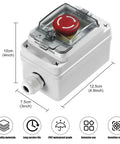 Rugged IP67 Outdoor Red Emergency Stop Button Switch Box With Protective Cover Pro Grade Anti Misoperation Waterproof Seal