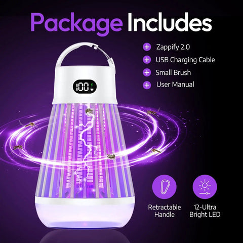 Zapper 2.0 3 Pack Portable Bug Zapper For Indoor And Outdoor Use Cordless Rechargeable Mosquito Zapper With Hanging Hook