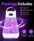 Zapper 2.0 Portable Bug Zapper Silver Indoor And Outdoor Cordless Rechargeable Mosquito Zapper With Hanging Hook 1500V High Voltage