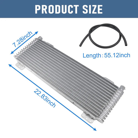 40k Transmission Oil Cooler Kit For Heavy Duty Van, Light Truck, RV And Towing, Low Pressure Drop, 40000 GVW, dimensions shown