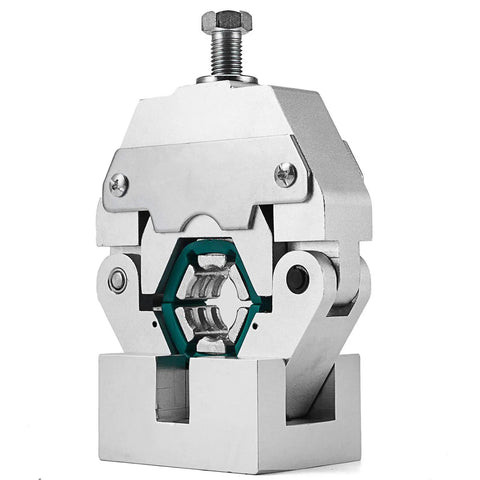 Hydra-Krimp Manual AC Hose Crimper Kit showing metal crimp tool with adjustable knob and die for precise air conditioning repairs.