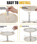 Assembly steps for 2 Tier Lazy Susan Turntable Organizer For Medicine Cabinet And Kitchen Countertop, 11 Inch Clear Spice Rack