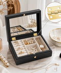 Top Shelf Mini Brass Hinge Kit With Antique And Dope Gold Finishes Includes 240 Screws And Driver for jewelry box assembly with rings.