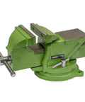 Heavy Hitter 4 Inch Bench Vise With 360 Degree Swivel Base and No Nonsense Clamping Power For Home Shop Woodworking and Auto Builds, green cast iron.