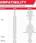 Compatibility chart for Beefed Up Transmission Filter With Gasket Kits Fits Ford Expedition F150 Mustang And Explorer For 4R70W 4R75W 4R75E Automatic Transmissions Replaces FT105 58955