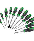 Magnetic Screwdriver Set With Slotted Phillips And Star Bits, Pro Grade S2 Steel Shafts, Heat Treated, Chrome Plated, SureGrip Handles