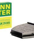 Mercedes-Benz Cabin Air Filter With Activated Carbon Replacement For E350 C300 C250 And More next to packaging box