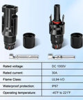 DIY Ready Solar Panel Connector Kit With 40 Pieces And 20 Pairs, Male And Female Connectors, IP67, 1000V 30A, PPO Material, UL 94 V-0