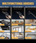 Multifunctional brushes kit for Heavy Duty 1700W Pressurized Steam Cleaner, cleaning stove tops, furniture, and tile surfaces.