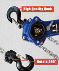 Image of Lever Chain Hoist 2200 Lbs Capacity With 10 Ft Lift Height 1 Ton Industrial Grade Chain Hoist showing the hook mechanism.