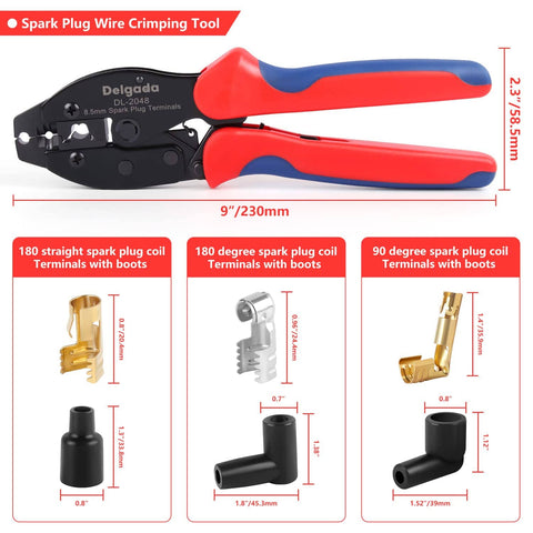 Spark Plug Wire Crimping Tool Kit With 36 Boots And Terminals Crimp And Stripping Tool Set For 180 Degree 90 Degree Straight Ignition Wire Coil Terminals Pro Grade DIY Auto Shop Essential