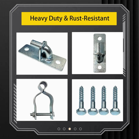 Heavy Duty Gate Hinges 2-Pack Wall Mount 1-3/8 Inch For Chain Link Fence And Wood Gates, built tough and rust-resistant steel