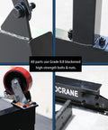 Close-up of All In One Heavy Duty Gantry Crane Kit For Shop Or Garage showing high-strength bolts, nuts, and caster wheel.