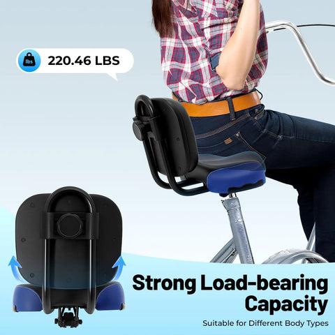 Comfy Tricycle Seat Cushion With Backrest For Bikes And E Bikes All Day Ride Padded PU Saddle With Back Support Wide Durable Bike Seat For Trikes Beach Bikes And Electric Ride Ons, 220.46 lbs load