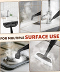 Heavy Duty Handheld Steam Cleaner That Cracks Down On Stubborn Grease And Grime Without Breaking A Sweat, shown cleaning surfaces.