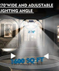 Outdoor Solar Flood Lights With 5 Heads, illuminating porch at 270-degree angle, covering 1600 sq ft, IP65 Waterproof, 3000 Lumens