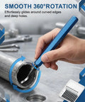 Heavy Duty 11 Blade HSS Deburring Tool Kit For Metal And PVC in use, features ergonomic blue aluminum handle and smooth rotation.