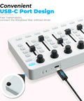 Wireless MIDI Controller Mixer With 43 Backlit Buttons And USB MIDI Keyboard, USB-C port connected to PC/Mac.