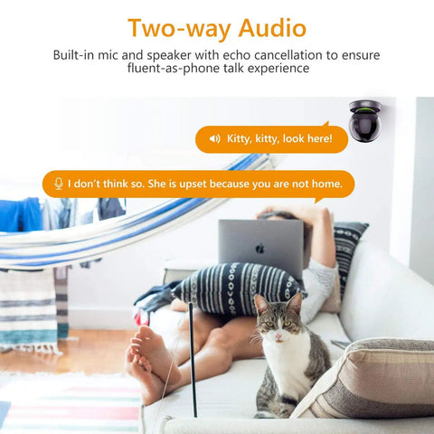 Indoor Security Camera 1080P HD WiFi 2.4G Only With 360 Degree View Night Vision 2 Way Audio on wall